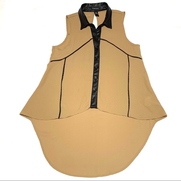 UK2LA Button Down Shirt, Faux Leather Lining Size Small - Picture 3 of 10